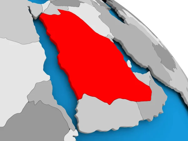 地図上の赤でサウジアラビア — ストック写真