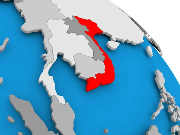 越南在地图上的红色 — 图库照片