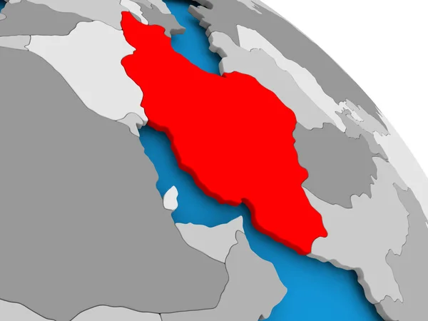 Irã em vermelho no mapa — Fotografia de Stock