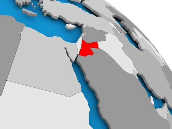 Jordania en rojo en el mapa — Foto de Stock