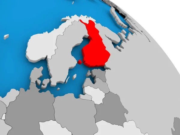 Finland in red on map — Stock Photo, Image