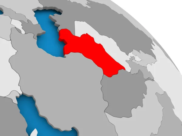 Turkmenistán v červené barvě na mapě — Stock fotografie