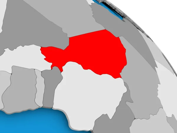 Níger em vermelho no mapa — Fotografia de Stock