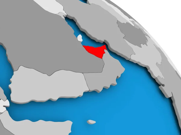 Förenade Arabemiraten i rött på karta — Stockfoto
