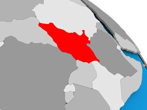 Sudán del Sur en rojo en el mapa —  Fotos de Stock