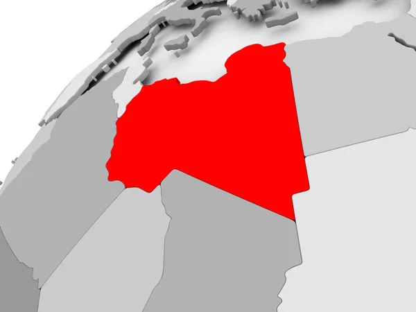 Libya on grey political globe — Stock Photo, Image