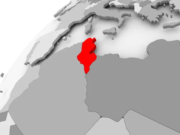 Туніс на сірий політичних глобус — стокове фото