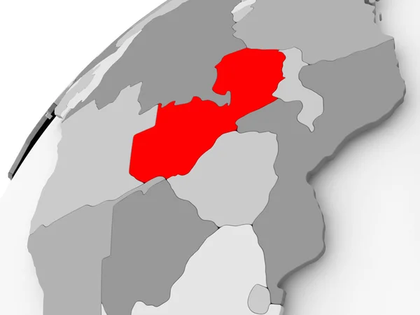Zambia a szürke politikai földgömb — Stock Fotó