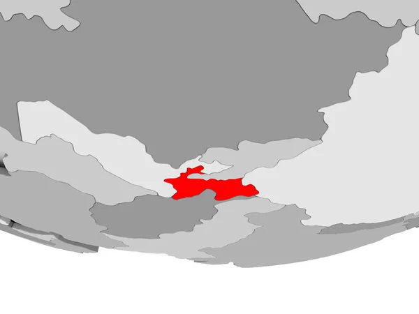 Карта Таджикистану на сірий політичних глобус — стокове фото