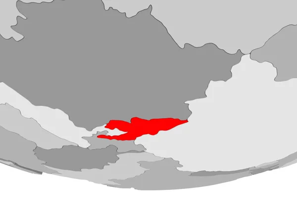 Mapa Kirgistanu na szary Globus polityczny — Zdjęcie stockowe