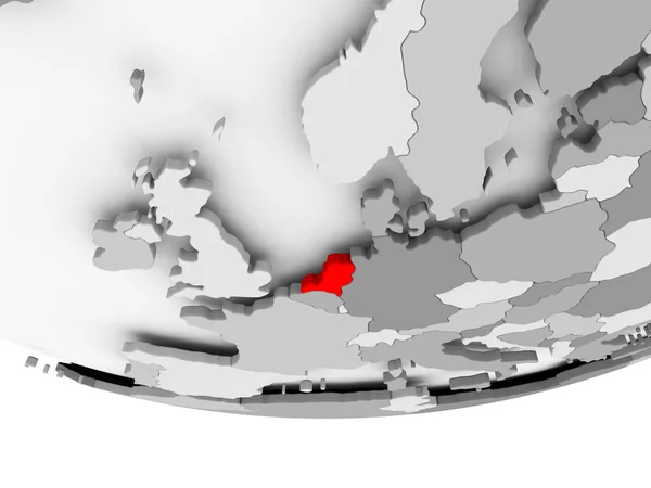 Mapa dos Países Baixos sobre o mundo político cinzento — Fotografia de Stock