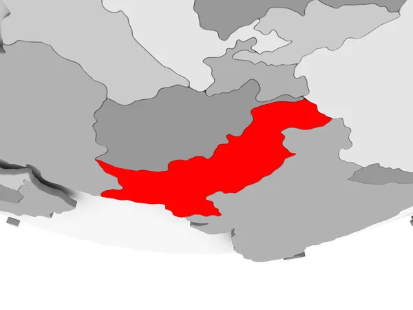 Карта Пакистан на сірий політичних глобус — стокове фото
