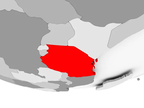 Mapa de Tanzania en el mundo político gris — Foto de Stock