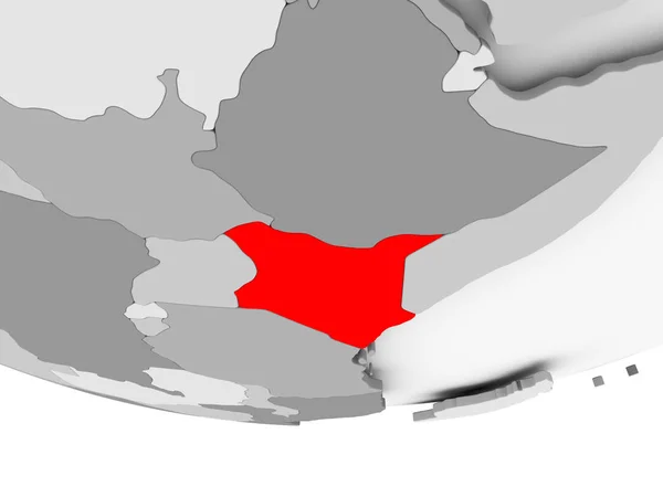 ケニアの灰色の政治世界地図 — ストック写真