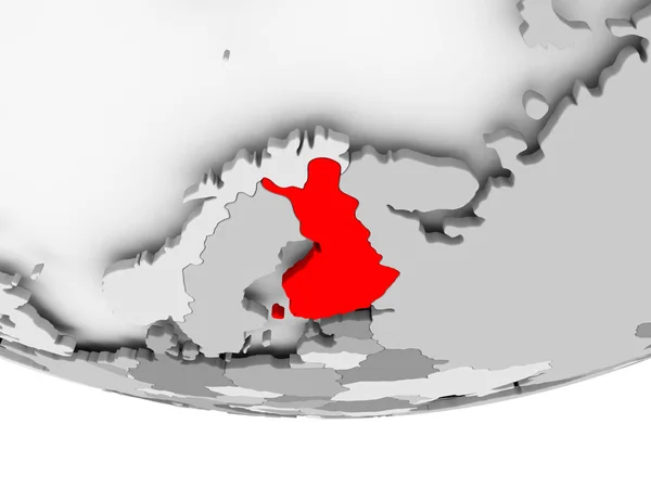 Mapa de Finlandia en el mundo político gris —  Fotos de Stock