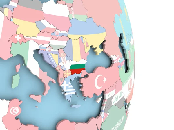 Болгария с флагом на глобусе — стоковое фото
