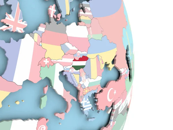 Dünya üzerinde bayrak ile Macaristan