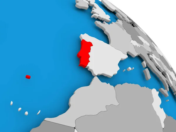 地図上の赤でポルトガル — ストック写真