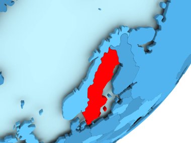 İsveç haritada mavi siyasi dünya