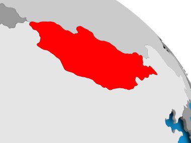 Moğolistan haritası üzerindeki kırmızı