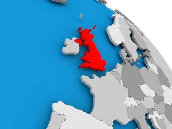 Verenigd Koninkrijk in het rood op kaart — Stockfoto