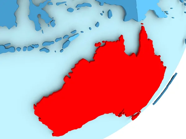 Karte von Australien auf blauem politischem Globus — Stockfoto