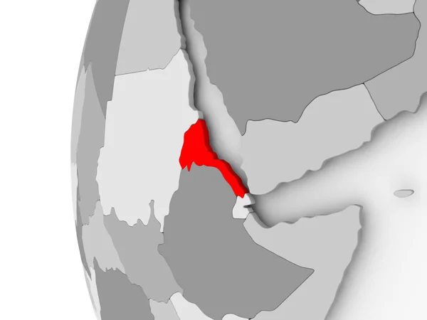 Eritrea on grey globe — Stock Photo, Image