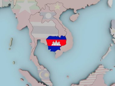 Kamboçya bayrağı ile siyasi dünya üzerinde