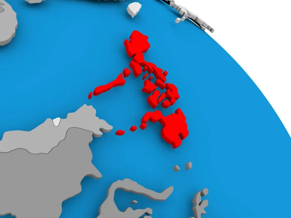 Filipinas em vermelho no mapa — Fotografia de Stock