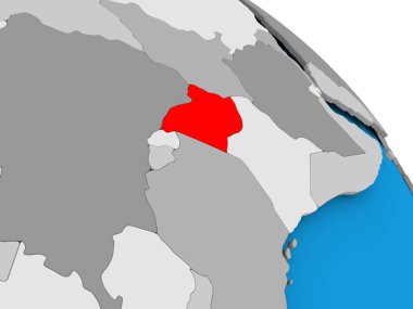 Uganda haritası üzerindeki kırmızı