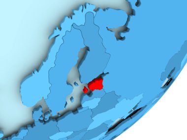 Estonya Haritası mavi siyasi dünya üzerinde