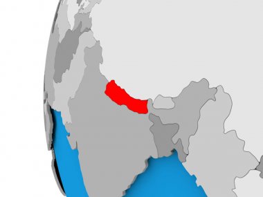 Nepal Haritası siyasi dünya üzerinde