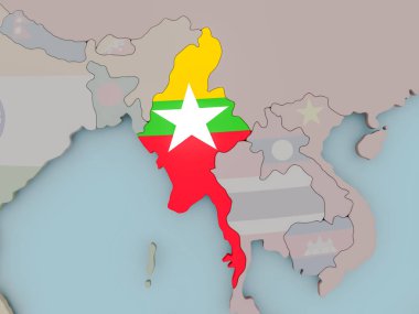 Myanmar bayrağı ile siyasi dünya üzerinde