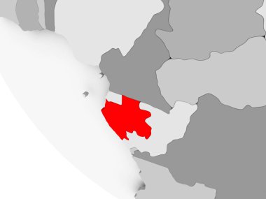 Gabon Haritası kırmızı