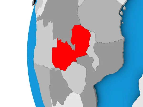 Karte von Sambia auf politischem Globus — Stockfoto