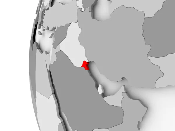 Кувейт на сером глобусе — стоковое фото