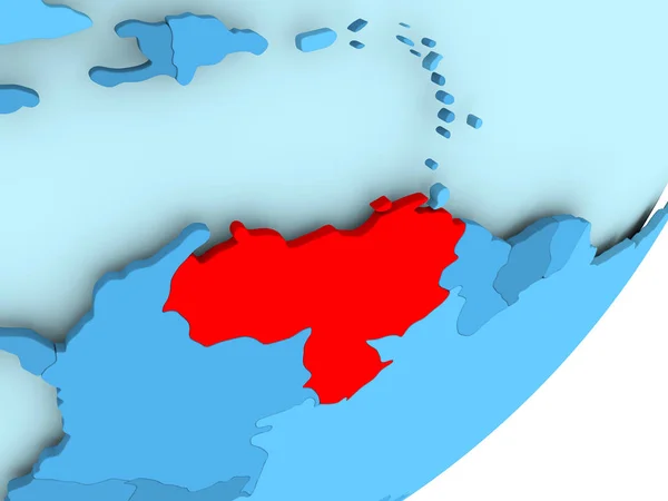 Карта Венесуэлы на голубом политическом глобусе — стоковое фото