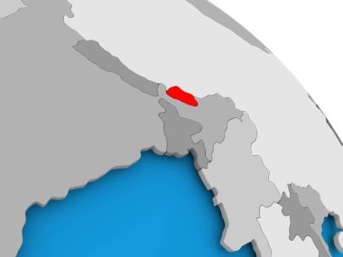 Bhutan Haritası üzerindeki kırmızı