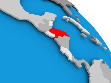 Haritada kırmızı Honduras