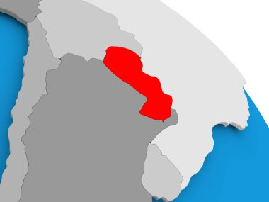 Paraguay haritası üzerindeki kırmızı