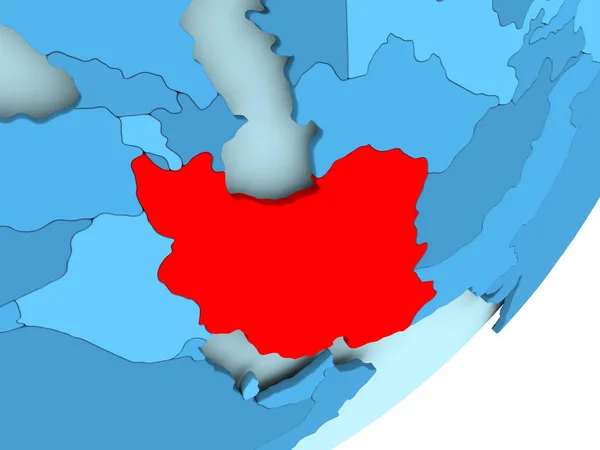 Mapę Iranu na niebieski Globus polityczny — Zdjęcie stockowe