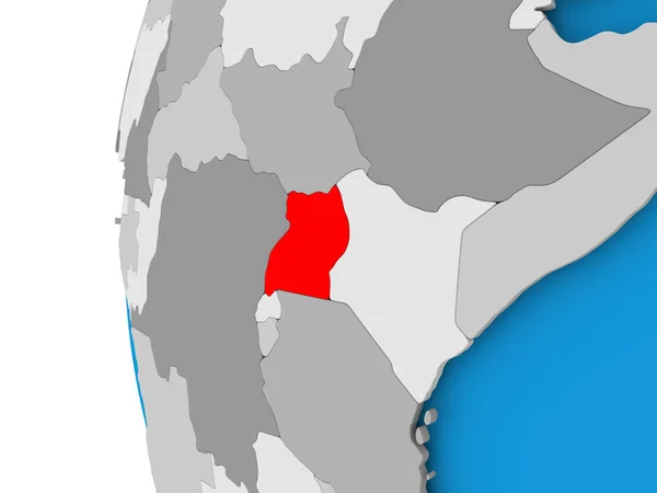 Mapa Ugandy na politické globe — Stock fotografie