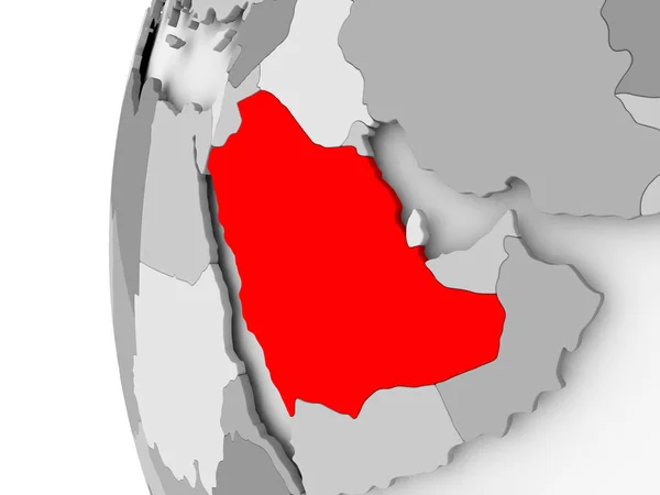 Saudiarabien på grå jordglob — Stockfoto