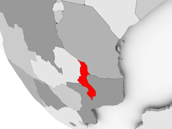Карта Малаві в червоний — стокове фото