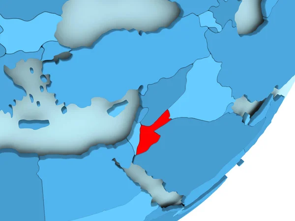 Mapa de Jordania en el mundo político azul — Foto de Stock