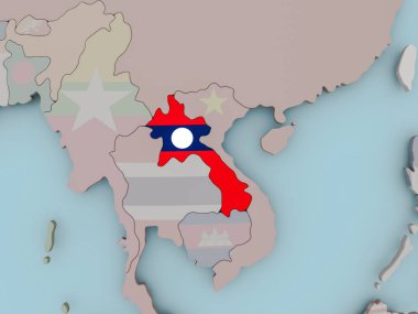 Laos bayrağı ile siyasi dünya üzerinde