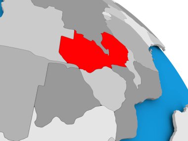 Haritada kırmızı Zambiya