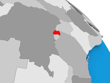 Haritada kırmızı Ruanda'da