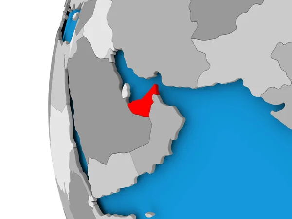 阿拉伯联合酋长国上政治全球地图 — 图库照片