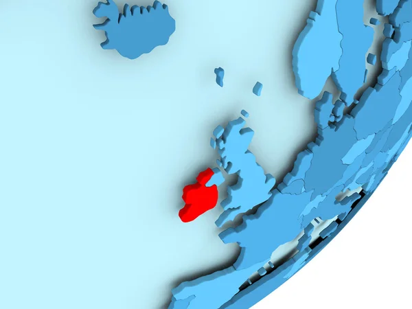 Карта Ирландии на голубом политическом глобусе — стоковое фото